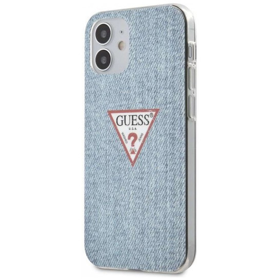 Чехол Guess Denim Triangle logo для iPhone 12 mini, светло-синий