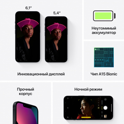 Apple iPhone 13, 128 Гб (2 nano sim), «тёмная ночь» 7
